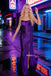 Charming Purple Mermaid Sparkle Sexy Slit Long Backless Prom Dresses, OB103