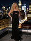 Spaghetti Straps Black Mermaid Sequin Backless Prom Dresses, OB108