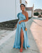 A-line One-shoulder Slit Soft Satin Bridesmaid Dress, FC7051