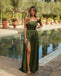 Charming A-line Slit Off Shoulder Soft Satin Bridesmaid Dress, FC7055