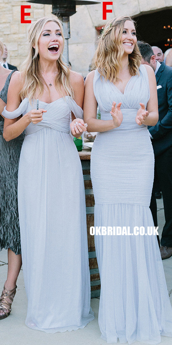 Mismatched Different Styles Chiffon Light Blue A Line Cheap Bridesmaid Dresses Mismatched Different Styles Chiffon Light Blue A Line Cheap Bridesmaid Dresses
