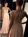Blush Pink Cap Sleeve Beaded Long Evening Prom Dresses, Sexy See Through Party Prom Dress, Custom Long Prom Dresses, Cheap Formal Prom Dresses, 17043