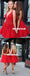Red Tulle A-Line Homecoming Dress, Applique Sleeveless Beaded Homecoming Dress, KX1280