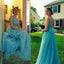 Tulle A-Line Sleeveless Prom Dress, Beaded V-Back Prom Dress, KX141