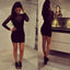 Long sleeve black see through tight sexy charming simple homecoming prom dress,BD0016