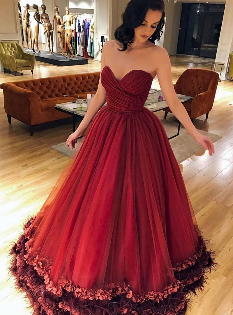 Long A-Line Backless Red Prom Ball Gown, Sweet Heart Tulle Gorgeous Prom Dresses, KX188 Long A-Line Backless Red Prom Ball Gown, Sweet Heart Tulle Gorgeous Prom Dresses, KX188