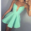 Short Mint Green Spaghetti Straps Simple V-neck A-line sexy freshman homecoming prom dresses, BD00190