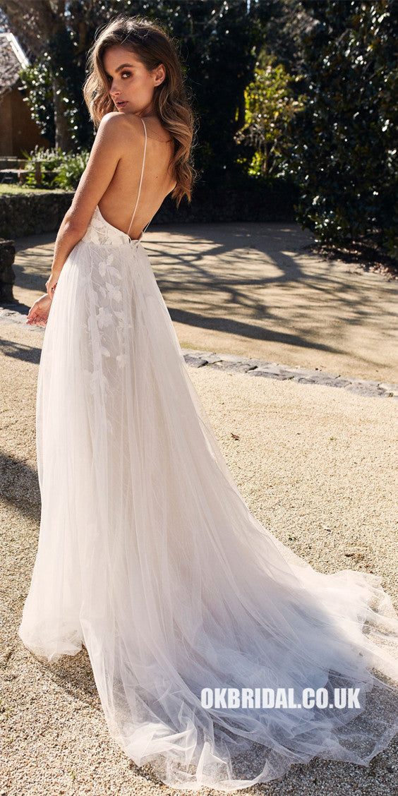 Honest A-line Lace Backless Tulle V-neck Wedding Dress, FC1986 Dresses Honest A-line Lace Backless Tulle V-neck Wedding Dress, FC1986 Dresses