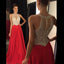 Red Prom Dresses, Halter prom Dress, Mermaid Prom Dress, dresses for Prom, Beaded prom dresses 2017, PD1701