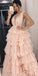 Tulle Light Pink A-line Sleeveless Elegant Prom Dresses, FC2225