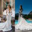V-Neck Lace Mermaid Wedding Dress, Vintage Backless Wedding Dress, KX226