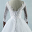 Long Wedding Dress, Lace Wedding Dress, Tulle Wedding Dress, Floor-Length Bridal Dress, 3/4 Sleeve Wedding Dress, Custom Made Wedding Dress, LB0258