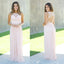 Round Neckline Pink Bridesmaid Dress, Lace chiffon Open-Back Bridesmaid Dress, KX263 - Custom Size / Picture Color