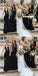 Black Square Neckline Jersey Backless Bridesmaid Dress, FC2711