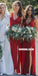 Charming A-line Jersey V-neck Backless Floor-Length Slit Bridesmaid Dress, FC2738