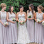 Lace Top Sleeveless Bridesmaid Dress, Cheap Chiffon Backless Bridesmaid Dress, KX282