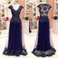Cap Sleeve See Through Back Elegant Cheap Lace Sexy Long Prom Dresses, WG284