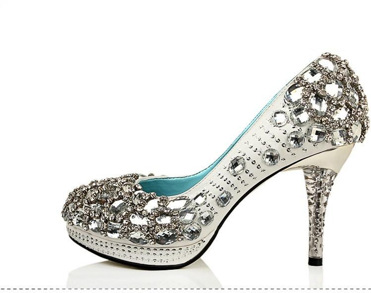 High Heels Handmade Rhinestone Pointed Toe Crystal Wedding Shoes, S026 ...