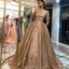 Sparkly One Shoulder A-line Sequin Long Sleeves Prom Dress, FC3773