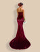 Sweet Heart Prom Dress, Velvet Prom Dress, Mermaid Prom Dress, Sexy Prom Dress, Backless Prom Dress, Floor-Length Party Dresses, KX39