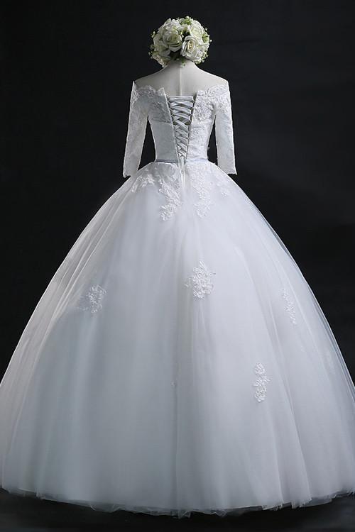Long Wedding Dress, Off-Shoulder Wedding Dress, Tulle Bridal Dress, Ap ...