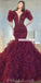 Newest Tulle Mermaid Half-Sleeves Beaded Prom Dresses, FC4254