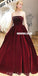 Elegant A-line Sleeveless Velvet Straight Neckline Backless  Prom Dresses, FC4298