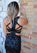 Black Sequin Mermaid Sparkle Sleeveless Cheap Homecoming Dress, FC438
