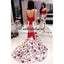 Newest Two Pieces Mermaid Prom Dress, Spaghetti Straps Printed Prom Dress, KX445