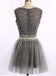 Two pieces grey lace tulle homecoming prom dresses, CM0003