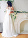 Chiffon A-Line Off-Shoulder Wedding Dress, Lace Backless Beach Wedding Dress, LB0457