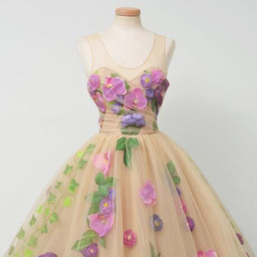 Short Homecoming Dress, Tulle Homecoming Dress, Flower Homecoming Dress, Sleeveless Junior School Dress, Knee-Length Graduation Dress, Custom Made Homecoming Dress, LB0464