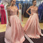 Elegant Beaded A-Line Satin Long Prom Dress, FC469