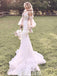 Charming Mermaid Spaghetti Straps Unique Long Sleeves Beaded Wedding Dresses, FC4899