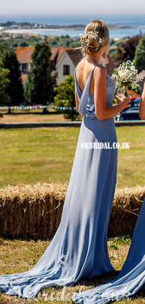 Stunning A-line Spaghetti Straps V-neck Backless Bridesmaid Dress, FC5048