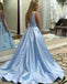 Sleeveless A-Line Satin Cheap Backless Tulle Long Prom Dress, FC507