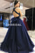 Elegant A-Line Beaded Prom Dresses, Charming Tulle Floor-Length Backless Prom Dresses, KX510