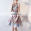 Round Neckline Organza Homecoming Dress, Applique Sleeveless Homecoming Dress, KX518