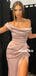 Off Shoulder Mermaid Sexy High Slit V-neck Prom Dresses, FC5232