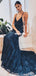 Spaghettl Straps Mermaid Lace Backless V-neck Sexy Prom Dress , FC5249