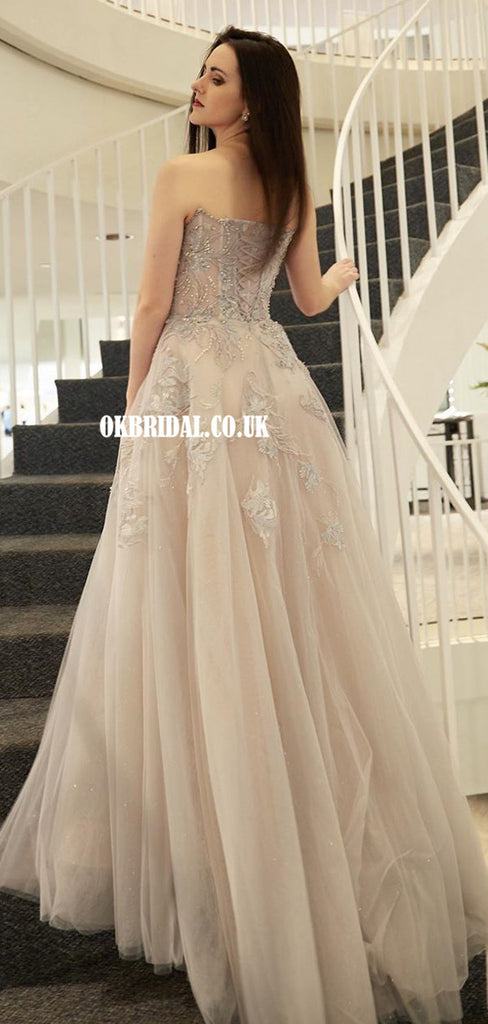 Honest Straight Neckline A-line Lace Appliques Prom Dress , FC5292