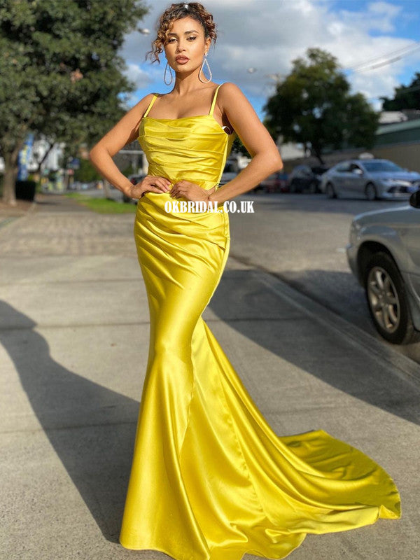 Spaghetti Straps Mermaid Backless Long Prom Dress , FC5338