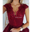 Lace V-Neck Homecoming Dress, Satin Knee-Length Cap Sleeve Sequin Homecoming Dress, KX53