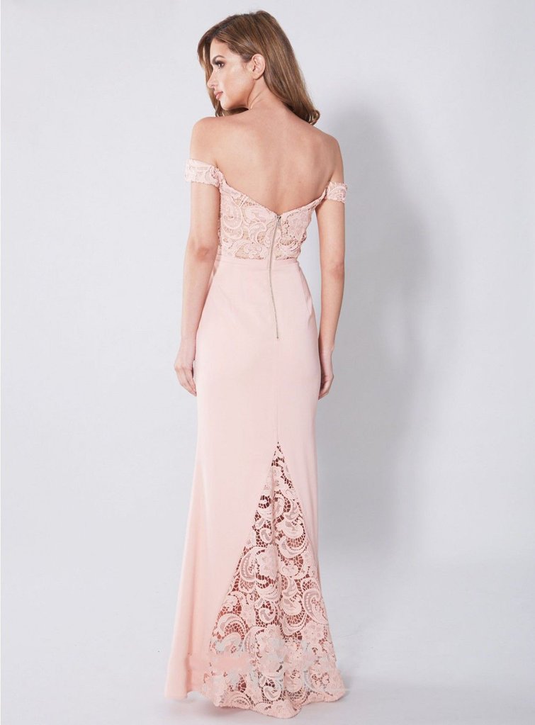 Mermaid Off Shoulder Evening Dresses, Lace Prom Dresses , Pink Backless Prom Dress, LB0546