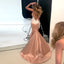 Unique Mermaid Spaghetti Straps Prom Dresses, Backless Applique Prom Dresses, KX573