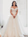Elegant Lace Off Shoulder A-line Lace Appliques Wedding Dresses, FC5808