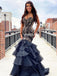 Charming Sweetheart Mermaid Organza Sleeveless Beaded Prom Dresses, FC5859