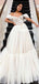 Charming Off Shoulder Tulle A-line Backless Long Wedding Dresses, FC5883