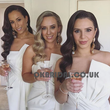 Charming White Slit Bridesmaid Dress, Cheap Backless Mermaid Bridesmaid Dress, KX590