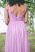 Long Tulle Bridesmaid Dress, Spaghetti Straps Sleeveless V-Back Bridesmaid Dress, LB0590